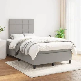 Cama box spring con colchón tela gris claro 120x200 cm de vidaXL, Camas y somieres - Ref: Foro24-3141761, Precio: 399,91 €, D...