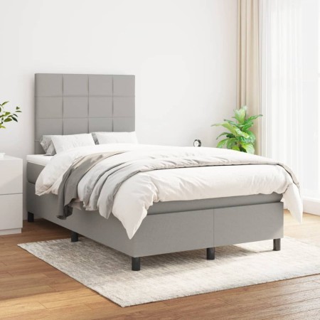 Cama box spring con colchón tela gris claro 120x200 cm de vidaXL, Camas y somieres - Ref: Foro24-3141761, Precio: 408,91 €, D...