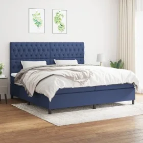 Box spring bed with blue fabric mattress 200x200 cm by vidaXL, Beds and slatted bases - Ref: Foro24-3142047, Price: 689,87 €,...