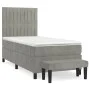Box spring bed with light gray velvet mattress 90x190 cm by vidaXL, Beds and slatted bases - Ref: Foro24-3137941, Price: 333,...
