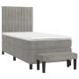 Cama box spring con colchón terciopelo gris claro 90x190 cm de vidaXL, Camas y somieres - Ref: Foro24-3137941, Precio: 360,45...