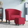 Sillón con taburete tela rojo tinto en Sillones | Comprar online en Foru.es