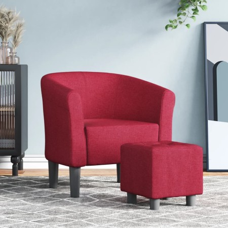 Sillón con taburete tela rojo tinto en Sillones | Comprar online en Foru.es
