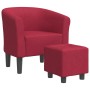Sillón con taburete tela rojo tinto en Sillones | Comprar online en Foru.es
