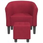 Sillón con taburete tela rojo tinto en Sillones | Comprar online en Foru.es