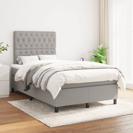 Cama box spring con colchón tela gris claro 120x200 cm de vidaXL, Camas y somieres - Ref: Foro24-3142001, Precio: 411,52 €, D...