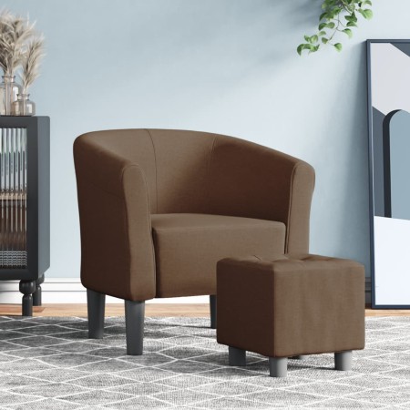 Sillón con taburete tela marrón en Sillones | Comprar online en Foru.es
