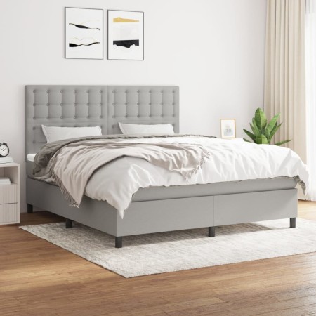 Cama box spring con colchón tela gris claro 180x200 cm de vidaXL, Camas y somieres - Ref: Foro24-3142113, Precio: 608,00 €, D...