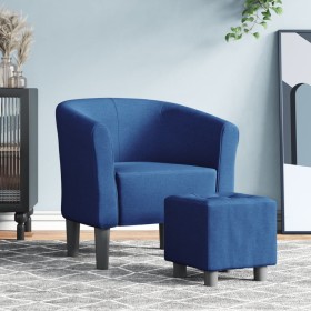 Sillón con taburete tela azul en Sillones | Comprar online en Foru.es