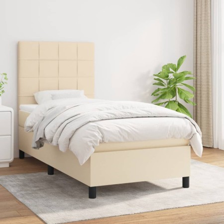 Cama box spring con colchón tela color crema 100x200 cm de vidaXL, Camas y somieres - Ref: Foro24-3141758, Precio: 323,52 €, ...
