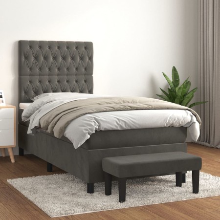 Cama box spring con colchón terciopelo gris oscuro 90x190 cm de vidaXL, Camas y somieres - Ref: Foro24-3137996, Precio: 366,7...