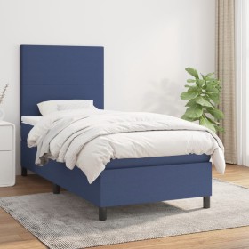 Cama box spring con colchón tela azul 90x200 cm de vidaXL, Camas y somieres - Ref: Foro24-3141591, Precio: 333,94 €, Descuent...