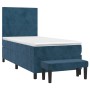 Cama box spring con colchón terciopelo azul oscuro 90x190 cm de vidaXL, Camas y somieres - Ref: Foro24-3137699, Precio: 363,5...