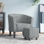 Sillón con taburete terciopelo gris oscuro en Sillones | Comprar online en Foru.es