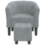 Sillón con taburete terciopelo gris oscuro en Sillones | Comprar online en Foru.es