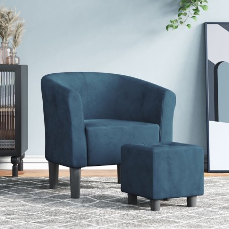Sillón con taburete terciopelo azul oscuro en Sillones | Comprar online en Foru.es