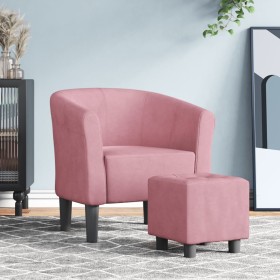 Sillón con taburete terciopelo rosa en Sillones | Comprar online en Foru.es