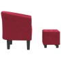 Sillón con taburete terciopelo rojo tinto en Sillones | Comprar online en Foru.es