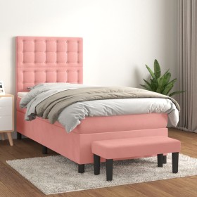 Cama box spring con colchón terciopelo rosa 80x200 cm de vidaXL, Camas y somieres - Ref: Foro24-3138054, Precio: 356,47 €, De...