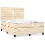 Cama box spring con colchón tela color crema 140x200 cm de vidaXL, Camas y somieres - Ref: Foro24-3141862, Precio: 519,45 €, ...