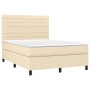 Cama box spring con colchón tela color crema 140x200 cm de vidaXL, Camas y somieres - Ref: Foro24-3141862, Precio: 519,45 €, ...