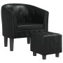 Sillón con taburete cuero sintético negro en Sillones | Comprar online en Foru.es