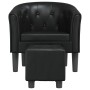 Sillón con taburete cuero sintético negro en Sillones | Comprar online en Foru.es