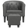 Sillón con taburete cuero sintético gris en Sillones | Comprar online en Foru.es