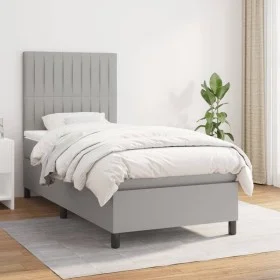 Box spring bed with light gray fabric mattress 90x190 cm by vidaXL, Beds and slatted bases - Ref: Foro24-3141897, Price: 300,...