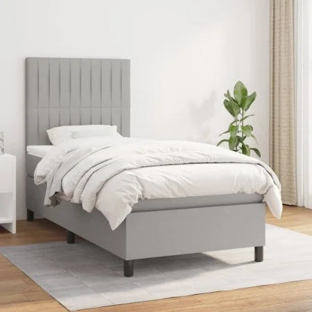Box spring bed with light gray fabric mattress 90x190 cm by vidaXL, Beds and slatted bases - Ref: Foro24-3141897, Price: 300,...