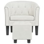 Sillón con taburete cuero sintético blanco en Sillones | Comprar online en Foru.es