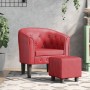 Sillón diseño de cubo con reposapiés cuero sintético rojo tinto en Sillones | Comprar online en Foru.es