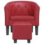 Sillón diseño de cubo con reposapiés cuero sintético rojo tinto en Sillones | Comprar online en Foru.es
