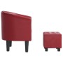 Sillón diseño de cubo con reposapiés cuero sintético rojo tinto en Sillones | Comprar online en Foru.es