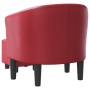 Sillón diseño de cubo con reposapiés cuero sintético rojo tinto en Sillones | Comprar online en Foru.es