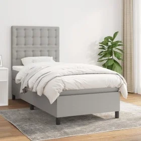 Boxspringbett mit hellgrauer Stoffmatratze 90x190 cm von vidaXL, Betten und Lattenroste - Ref: Foro24-3142057, Preis: 328,67 ...