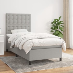 Cama box spring con colchón tela gris claro 90x190 cm de vidaXL, Camas y somieres - Ref: Foro24-3142057, Precio: 318,62 €, De...
