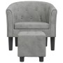 Sillón con taburete terciopelo gris claro en Sillones | Comprar online en Foru.es
