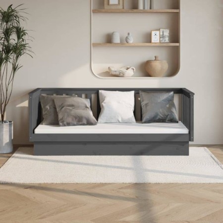 Sofá cama madera maciza de pino gris 90x190 cm de vidaXL, Camas y somieres - Ref: Foro24-821581, Precio: 147,66 €, Descuento: %