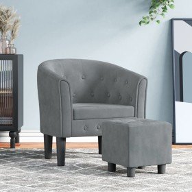 Sillón con taburete terciopelo gris oscuro en Sillones | Comprar online en Foru.es