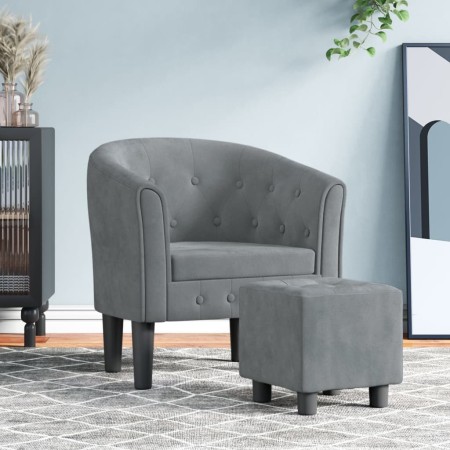 Sillón con taburete terciopelo gris oscuro en Sillones | Comprar online en Foru.es