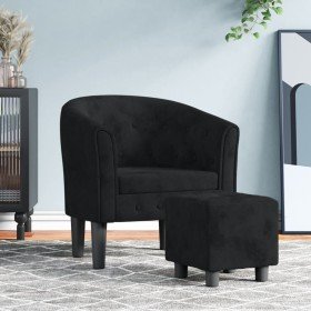 Sillón con taburete terciopelo negro en Sillones | Comprar online en Foru.es