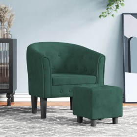 Sillón con taburete terciopelo verde oscuro en Sillones | Comprar online en Foru.es