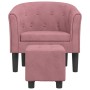 Sillón con taburete terciopelo rosa en Sillones | Comprar online en Foru.es