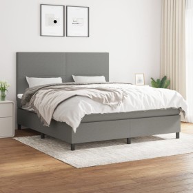 Cama box spring con colchón tela gris oscuro 180x200 cm de vidaXL, Camas y somieres - Ref: Foro24-3141634, Precio: 636,45 €, ...