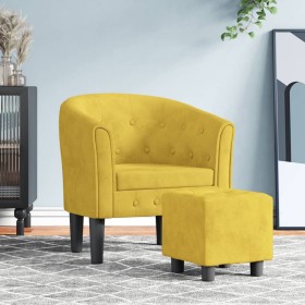 Sillón con taburete terciopelo amarillo en Sillones | Comprar online en Foru.es