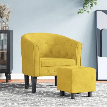 Sillón con taburete terciopelo amarillo en Sillones | Comprar online en Foru.es