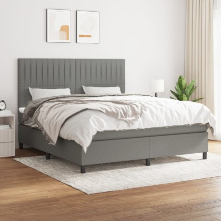 Cama box spring con colchón tela gris oscuro 180x200 cm de vidaXL, Camas y somieres - Ref: Foro24-3141954, Precio: 638,55 €, ...