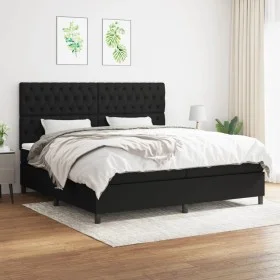 Box spring bed with black fabric mattress 200x200 cm by vidaXL, Beds and slatted bases - Ref: Foro24-3142043, Price: 679,62 €...