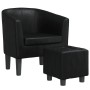 Sillón con taburete cuero sintético negro en Sillones | Comprar online en Foru.es